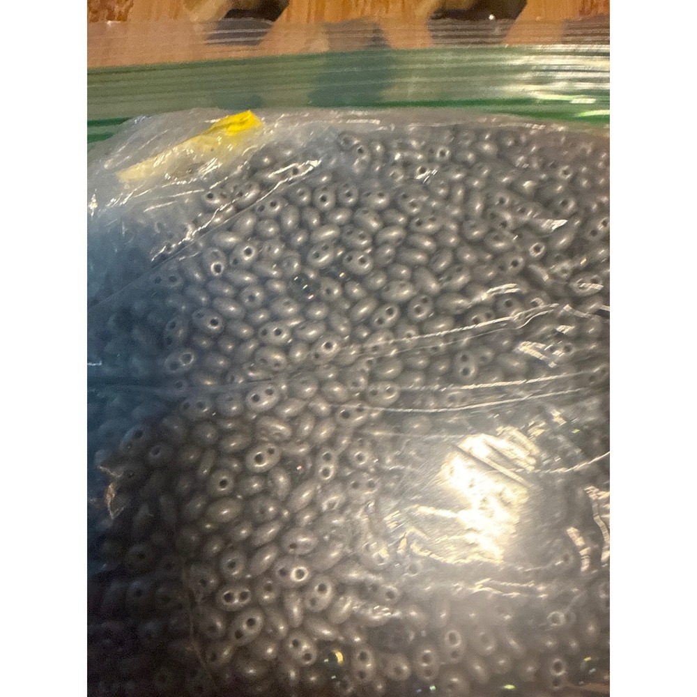 Over 2lbs Preciosa Gray Twin Beads